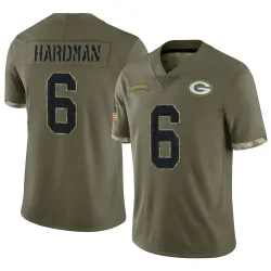 Green Bay Packers Men's Limited Olive 2022 Salute To Service Jersey (6 Mecole Hardman)