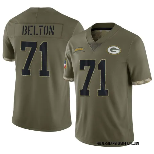 Green Bay Packers Men's Limited Olive 2022 Salute To Service Jersey (71 Anthony Belton)