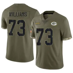 Green Bay Packers Men's Limited Olive 2022 Salute To Service Jersey (73 John Williams)