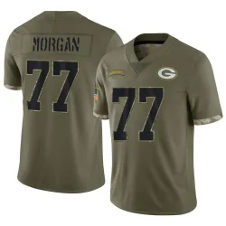 Green Bay Packers Men's Limited Olive 2022 Salute To Service Jersey (77 Jordan Morgan)