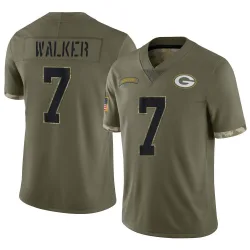 Green Bay Packers Men's Limited Olive 2022 Salute To Service Jersey (7 Quay Walker)