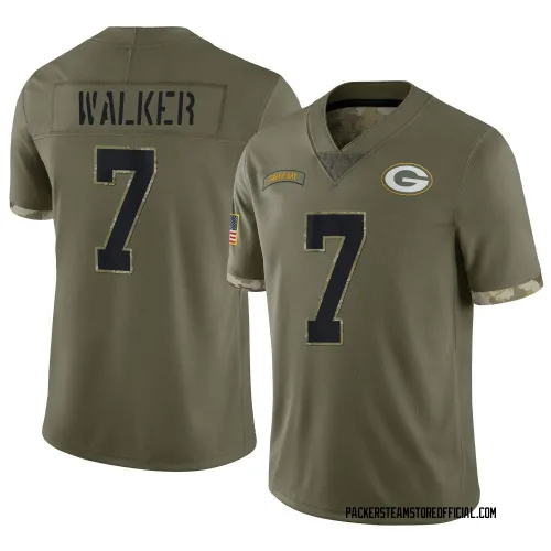 Green Bay Packers Men's Limited Olive 2022 Salute To Service Jersey (7 Quay Walker)