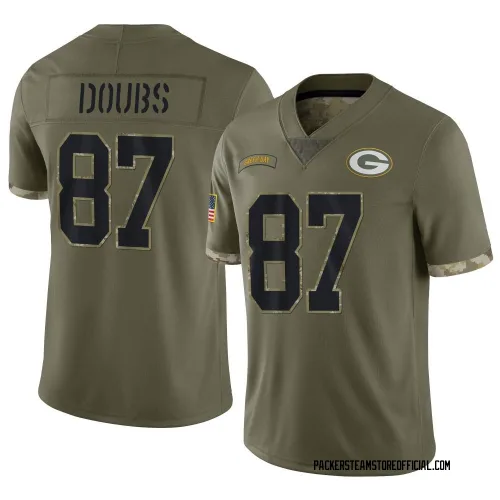 Green Bay Packers Men's Limited Olive 2022 Salute To Service Jersey (87 Romeo Doubs)