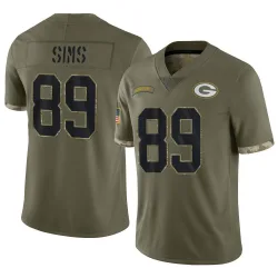 Green Bay Packers Men's Limited Olive 2022 Salute To Service Jersey (89 Ben Sims)