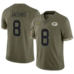 Green Bay Packers Men's Limited Olive 2022 Salute To Service Jersey (8 Josh Jacobs)