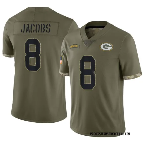 Green Bay Packers Men's Limited Olive 2022 Salute To Service Jersey (8 Josh Jacobs)