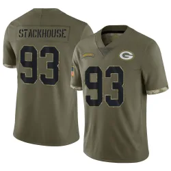 Green Bay Packers Men's Limited Olive 2022 Salute To Service Jersey (93 Nazir Stackhouse)