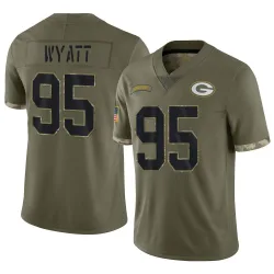 Green Bay Packers Men's Limited Olive 2022 Salute To Service Jersey (95 Devonte Wyatt)