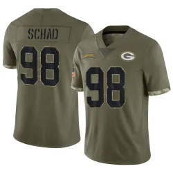 Green Bay Packers Men's Limited Olive 2022 Salute To Service Jersey (98 Keonte Schad)
