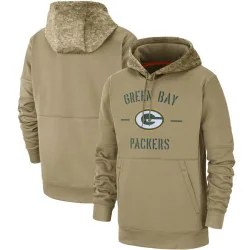 Green Bay Packers Men's Tan 2019 Salute to Service Sideline Therma Pullover Hoodie