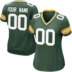 Green Bay Packers Women's Game Green Team Color Jersey (00 Custom)