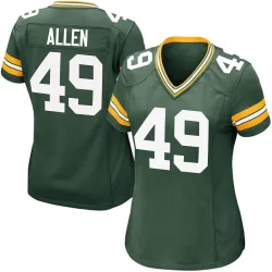 Green Bay Packers Women's Game Green Team Color Jersey (49 Austin Allen)