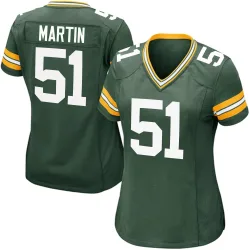 Green Bay Packers Women's Game Green Team Color Jersey (51 Jeremiah Martin)