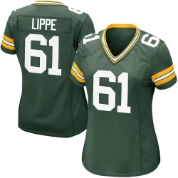 Green Bay Packers Women's Game Green Team Color Jersey (61 J.J. Lippe)
