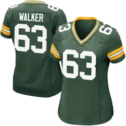 Green Bay Packers Women's Game Green Team Color Jersey (63 Rasheed Walker)