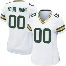 Green Bay Packers Women's Game White Jersey (00 Custom)