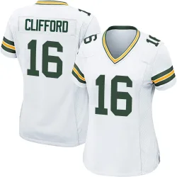 Green Bay Packers Women's Game White Jersey (16 Sean Clifford)