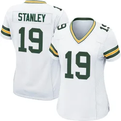 Green Bay Packers Women's Game White Jersey (19 Dimitri Stanley)