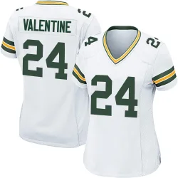 Green Bay Packers Women's Game White Jersey (24 Carrington Valentine)