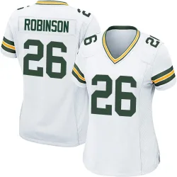 Green Bay Packers Women's Game White Jersey (26 Micah Robinson)