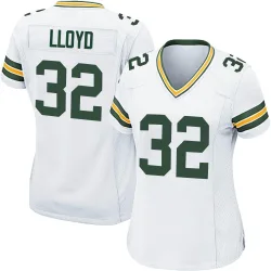 Green Bay Packers Women's Game White Jersey (32 MarShawn Lloyd)