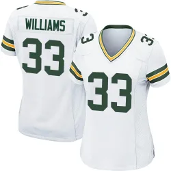 Green Bay Packers Women's Game White Jersey (33 Evan Williams)