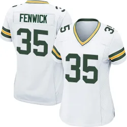 Green Bay Packers Women's Game White Jersey (35 Deshaun Fenwick)