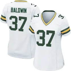 Green Bay Packers Women's Game White Jersey (37 Johnathan Baldwin)