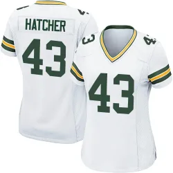 Green Bay Packers Women's Game White Jersey (43 Broughton Hatcher)