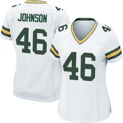 Green Bay Packers Women's Game White Jersey (46 Amar Johnson)