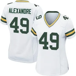 Green Bay Packers Women's Game White Jersey (49 Deslin Alexandre)