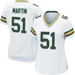 Green Bay Packers Women's Game White Jersey (51 Jeremiah Martin)