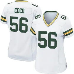 Green Bay Packers Women's Game White Jersey (56 Jack Coco)