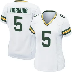 Green Bay Packers Women's Game White Jersey (5 Paul Hornung)