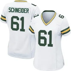 Green Bay Packers Women's Game White Jersey (61 Cole Schneider)