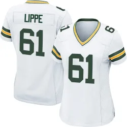 Green Bay Packers Women's Game White Jersey (61 J.J. Lippe)