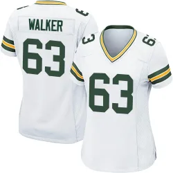 Green Bay Packers Women's Game White Jersey (63 Rasheed Walker)