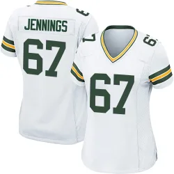 Green Bay Packers Women's Game White Jersey (67 Donovan Jennings)