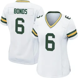 Green Bay Packers Women's Game White Jersey (6 Jadakis Bonds)