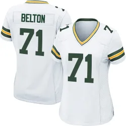 Green Bay Packers Women's Game White Jersey (71 Anthony Belton)