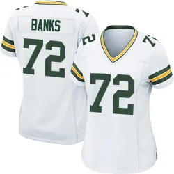 Green Bay Packers Women's Game White Jersey (72 Brant Banks)