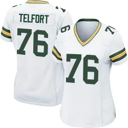 Green Bay Packers Women's Game White Jersey (76 Kadeem Telfort)