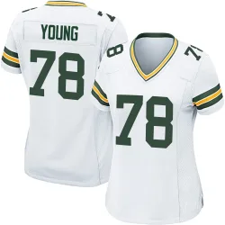 Green Bay Packers Women's Game White Jersey (78 Cameron Young)