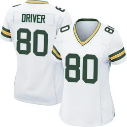 Green Bay Packers Women's Game White Jersey (80 Donald Driver)