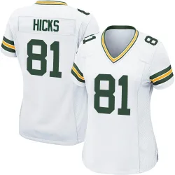 Green Bay Packers Women's Game White Jersey (81 Julian Hicks)