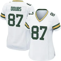 Green Bay Packers Women's Game White Jersey (87 Romeo Doubs)