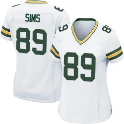 Green Bay Packers Women's Game White Jersey (89 Ben Sims)
