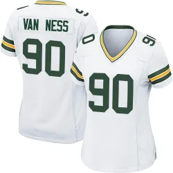 Green Bay Packers Women's Game White Jersey (90 Lukas Van Ness)