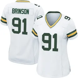 Green Bay Packers Women's Game White Jersey (91 Warren Brinson)