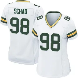 Green Bay Packers Women's Game White Jersey (98 Keonte Schad)